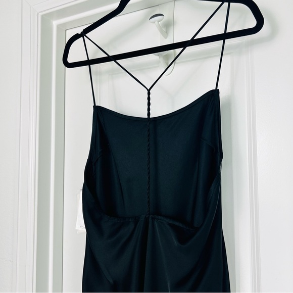 Simon Miller Kizo Black Feather Trim Open Back Maxi Slip Dress Gown Large - Picture 6 of 13